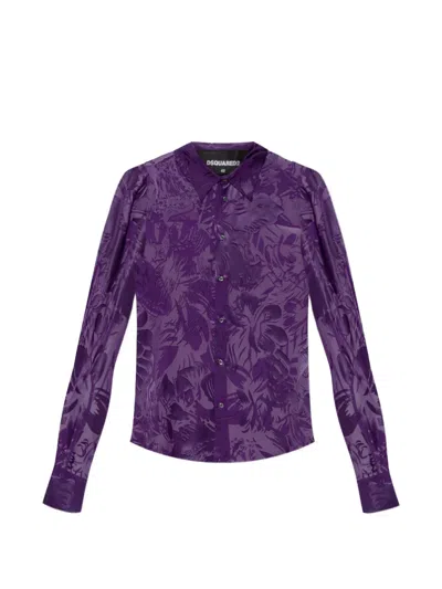 Dsquared2 Floral Buttoned Shirt In Purple