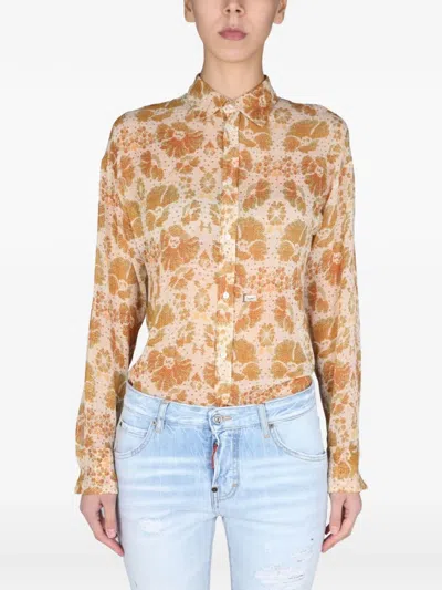 Dsquared2 Floral Crepe Shirt In Multi