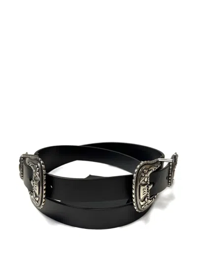 Dsquared2 Floral-embellished Leather Belt In Black