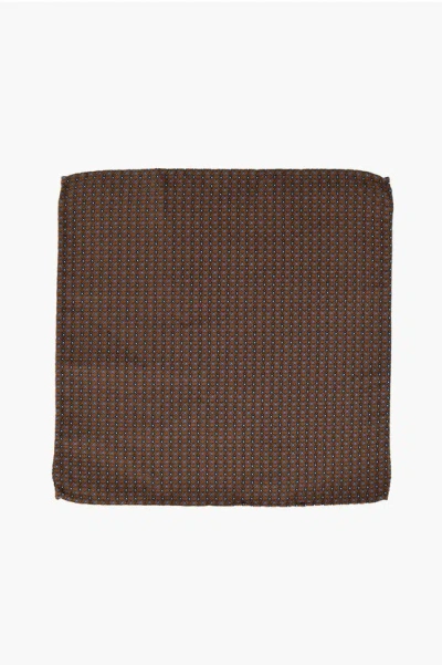 Dsquared2 Floral Motif Silk Pocket Square In Brown