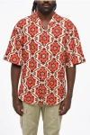Dsquared2 Floral Patterned Bowling Shirt With Wrinkled Effect In Multi