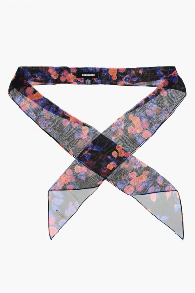 Dsquared2 Floral Patterned Chiffon Slim Foulard Grösse Unica