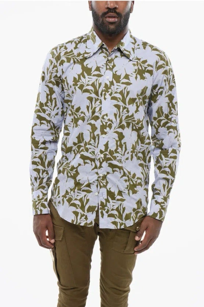 Dsquared2 Floral Patterned Cotton Shirt In Green