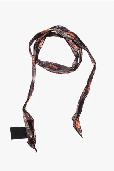 Dsquared2 Floral Patterned Silk Slim Foulard In Multi