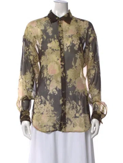 Pre-owned Dsquared2 Floral Print Long Sleeve Blouse In Neutral