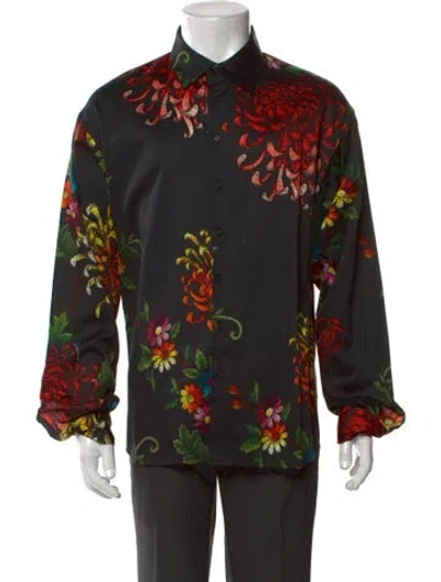 Pre-owned Dsquared2 Floral Print Long Sleeve Shirt In Black