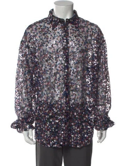 Pre-owned Dsquared2 Floral Print Long Sleeve Shirt In Blue