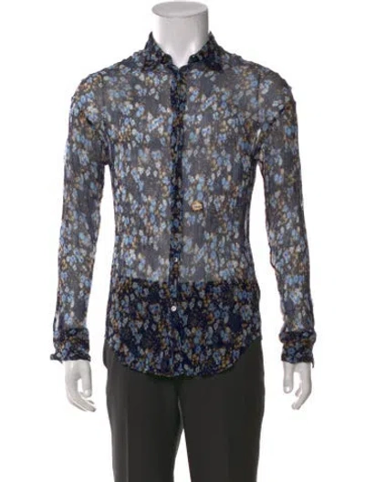 Pre-owned Dsquared2 Floral Print Long Sleeve Shirt In Blue