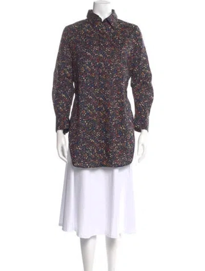 Pre-owned Dsquared2 Floral Print Long Sleeve Top In Black