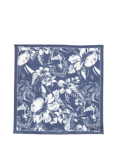 Dsquared2 Floral-print Scarf In Blue