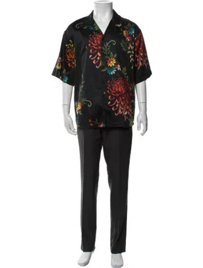 Pre-owned Dsquared2 Floral Print Short Sleeve Shirt In Black/blue