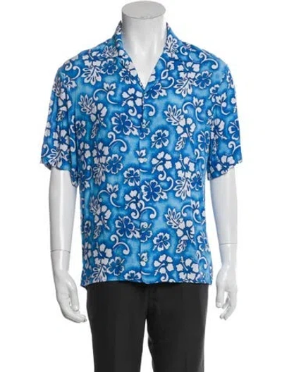 Pre-owned Dsquared2 Floral Print Short Sleeve Shirt In Blue
