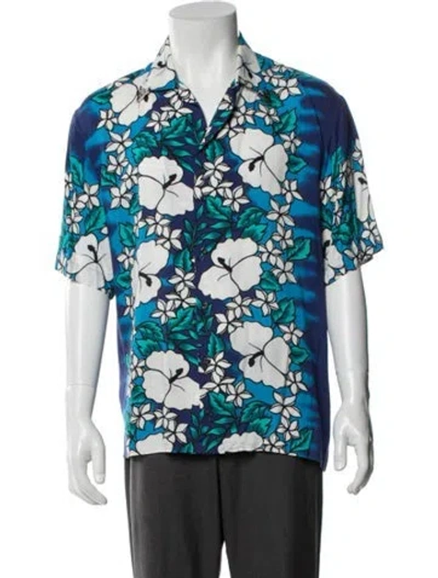 Pre-owned Dsquared2 Floral Print Short Sleeve Shirt In Blue