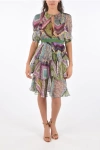 Dsquared2 Floral Printed Silk Dress With Belt