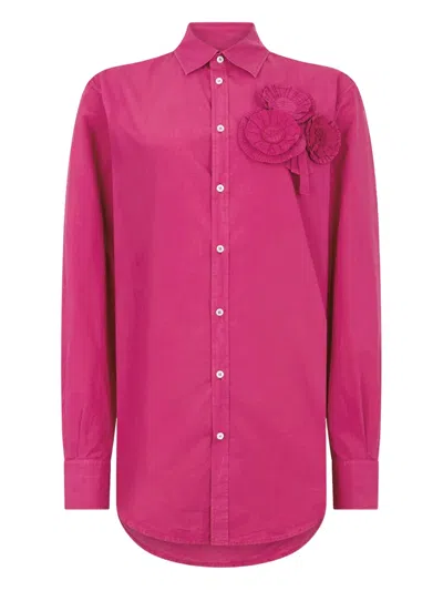 Dsquared2 Floral-detail Shirt In Burgundy