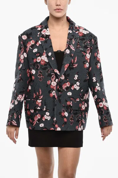 Dsquared2 Floral-jacquard Single-breasted Blazer In Blue