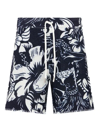 Dsquared2 Floral-pattern Shorts In Blue