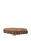 Dsquared2 Floral-pattern Studded Belt In Brown