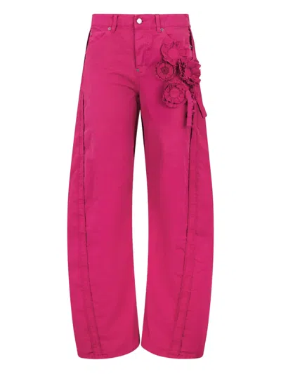 Dsquared2 Flower-appliqué Trousers In Pink