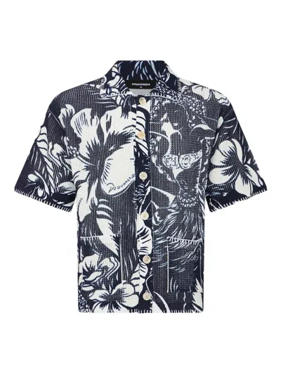 Dsquared2 Flowers-print Short-sleeves Shirt In Multi