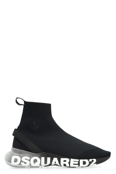 Dsquared2 Logo-print Sock Sneakers In Black