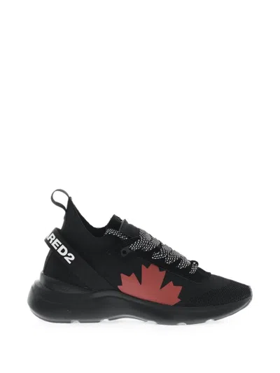 Dsquared2 Fly Logo-strap Sneakers In Black