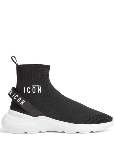 Dsquared2 Fly Sock-style Sneakers In Black