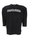 Dsquared2 'football' Black T-shirt With Shoulder Pads And Lettering Logo Print On The Front