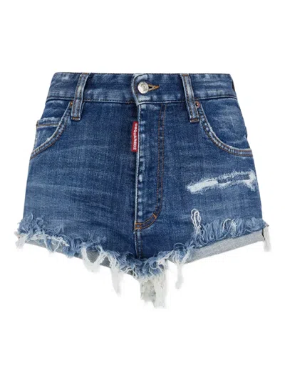 Dsquared2 Frayed Shorts In Blue