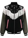 Dsquared2 Men's Western Fringe Varsity Bomber Jacket In Black