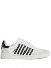 Dsquared2 White And Black Low Top Sneakers With Contrasting Bands In Leather Man