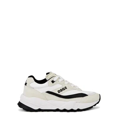Dsquared2 Free Panelled Leather Sneakers In White And Black
