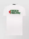 Dsquared2 White Crewneck T-shirt With Print On The Front And Logo Lettering On The Rear In Cotton Man