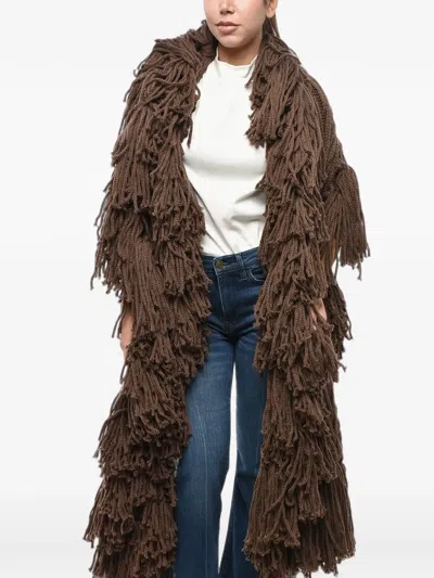 Dsquared2 Fringed Chunky-knit Scarf In Brown