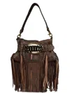 Dsquared2 Fringed Eyelet Shoulder Bag In Brown