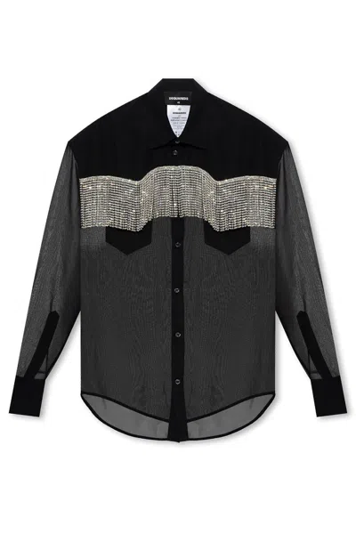 DSQUARED2 DSQUARED2 FRINGED LONG-SLEEVED SHIRT