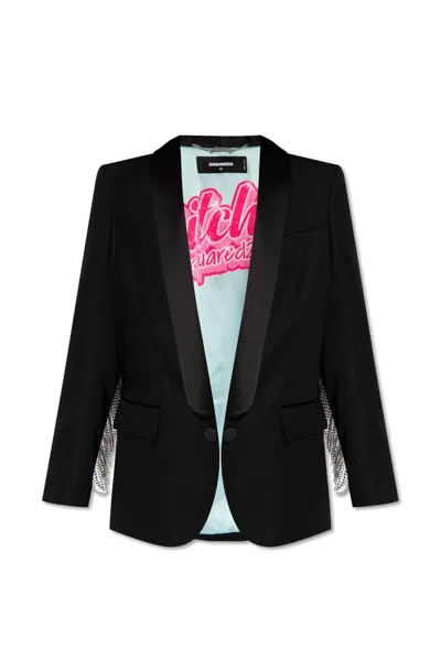 Dsquared2 Blazer With Crystal Tassels In Black