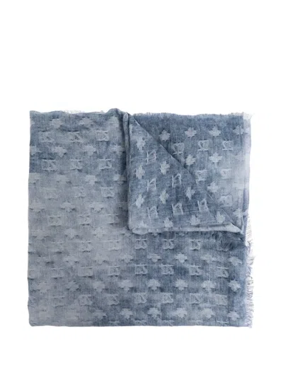 Dsquared2 Fringed Patterned Scarf In Blue