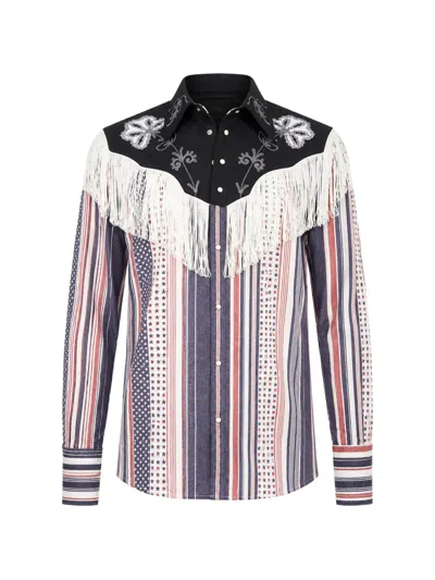 Dsquared2 Fringed-detail Western Shirt In Multi