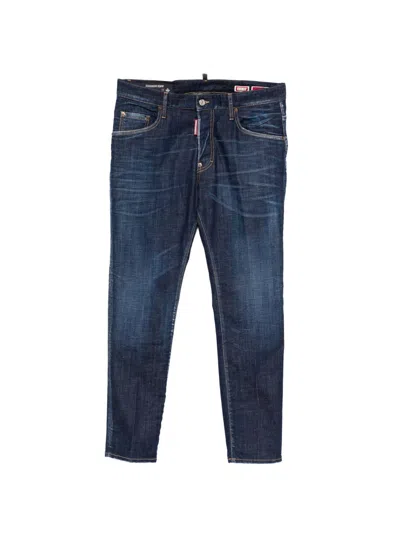 Dsquared2 Front Button Fastening Jeans With Belt Loops And Pockets In Blue
