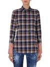 Dsquared2 Blue Regular Plaid Shirt In Gray