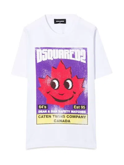 DSQUARED2 FRONT LOGO AND LEAF PRINT T-SHIRT