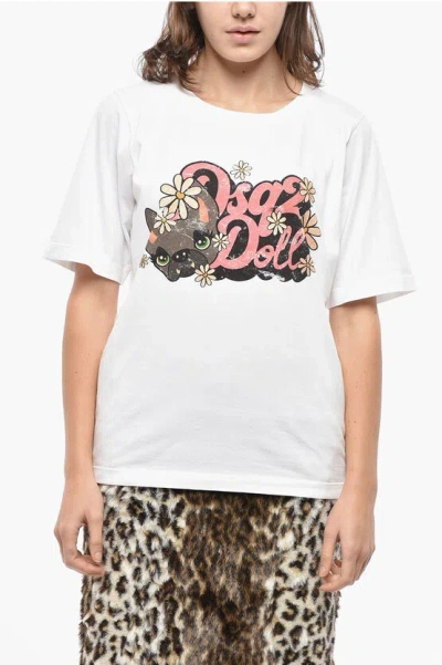 DSQUARED2 FRONT PRINTED DSQ2 DOLL CREW NECK T-SHIRT