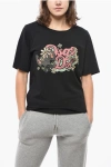 Dsquared2 Front Printed Dsq2 Doll Crew Neck T-shirt In Black
