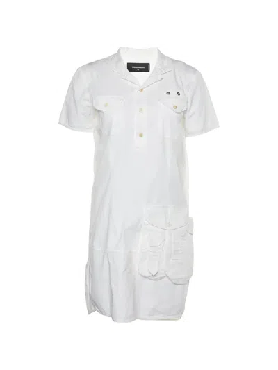 Pre-owned Dsquared2 Front Shift Dress In White