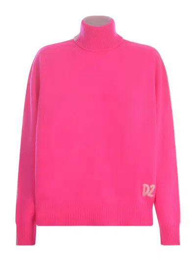 Dsquared2 Fuchsia Cashmere Blend Turtleneck Sweater In Fucsia