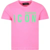 DSQUARED2 FUCHSIA T-SHIRT FOR KIDS WITH LOGO