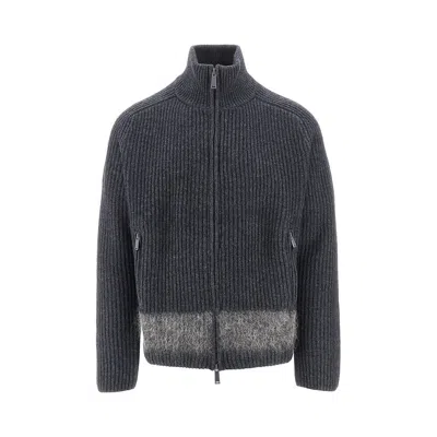 DSQUARED2 FULL-ZIP CARDIGAN WITH MOHAIR INLAY