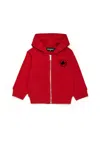 Dsquared2 Full-zip Hooded Sweatshirt With Logo Carpet Stitch In Red