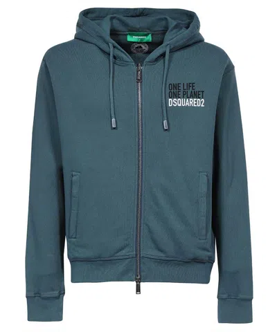 Dsquared2 Full Zip Hoodie In Blue